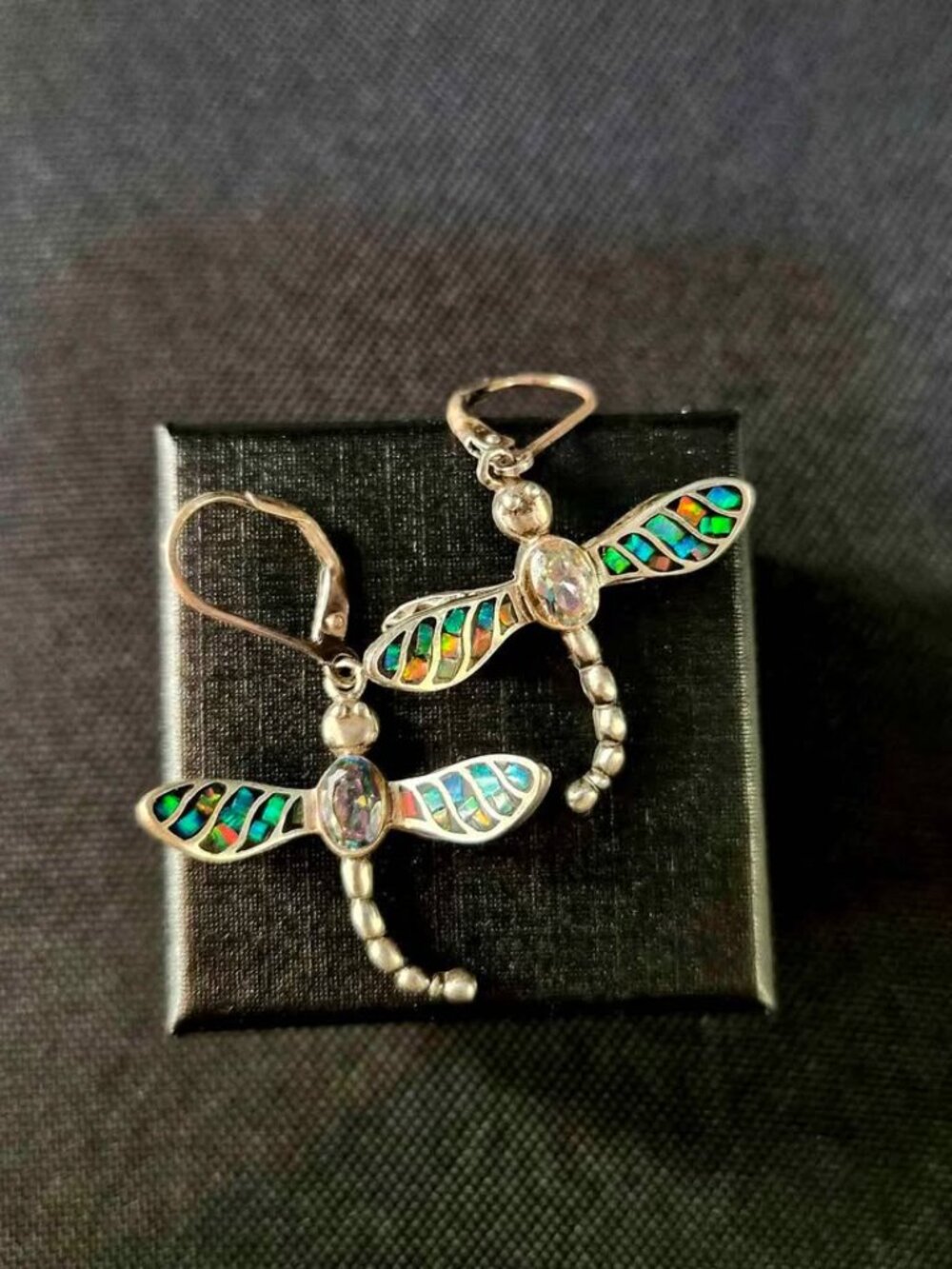 Beautiful Handmade Dragonfly Sterling Silver 950 Taxco Cardenas Earrings